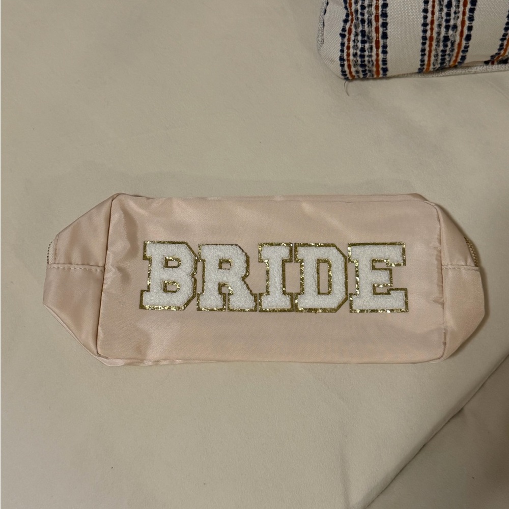 Bride Cosmetic Bag with Gold Accents